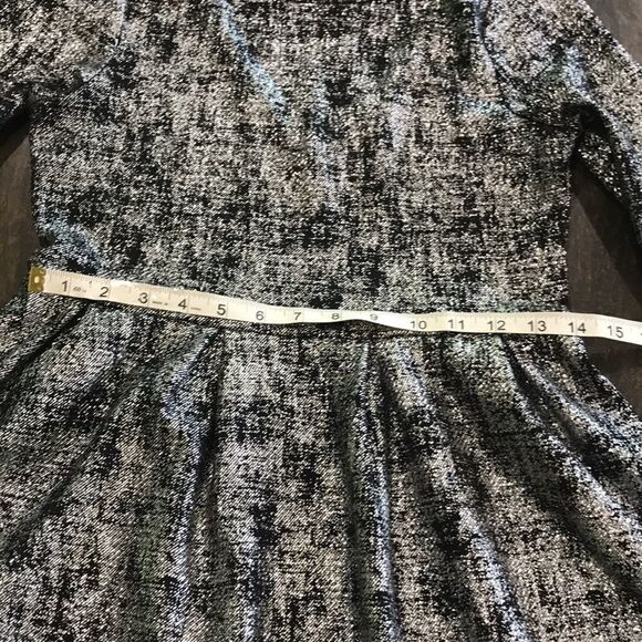 One Clothing, Silver, and Black Long-sleeve Dip Backed Dress, Medium. - Picture 11 of 12